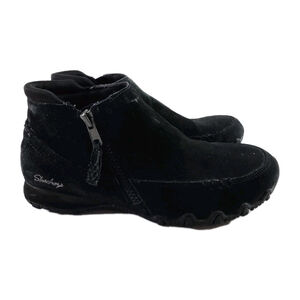 Women's Skechers Relaxed Fit Bikers Black Shoes Style 44721 Size 8 Suede